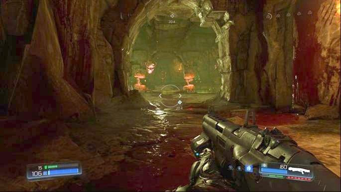 Na końcu tunelu będzie dziura, do której musisz wskoczyć, a na dole czeka cię starcie z kilkoma demonami - Kraina Tytanów | Opis przejścia | Doom - Doom - poradnik do gry