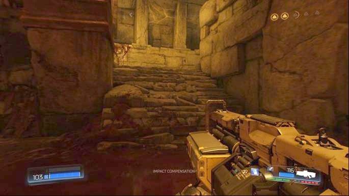 Po zakończeniu walki udaj się do wejścia i skręć na schody z lewej - Kraina Tytanów | Opis przejścia | Doom - Doom - poradnik do gry