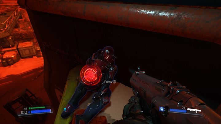 Po zebraniu granatu idź dalej prosto i zeskocz na dół do grupki przeciwników - UAC | Sekrety | Doom - Doom - poradnik do gry