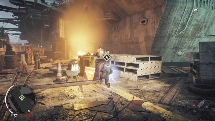 Po przybyciu do stoczni udaj się za Parrishem i w odpowiednim momencie pokaż dokumenty strażnikowi przy bramie - Sabotaż | Opis przejścia - Homefront: The Revolution - poradnik do gry