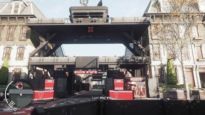 Po przybyciu na miejsce przygotuj karabin maszynowy i pozbądź się wieżyczki wiszącej pod zabudową - Żółta strefa Ashgate | Punkty kluczowe - Homefront: The Revolution - poradnik do gry
