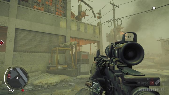 Udaj się na tyły budynku, a znajdziesz miejsce pokazane na obrazku - Czerwona strefa Lombard | Punkty kluczowe - Homefront: The Revolution - poradnik do gry