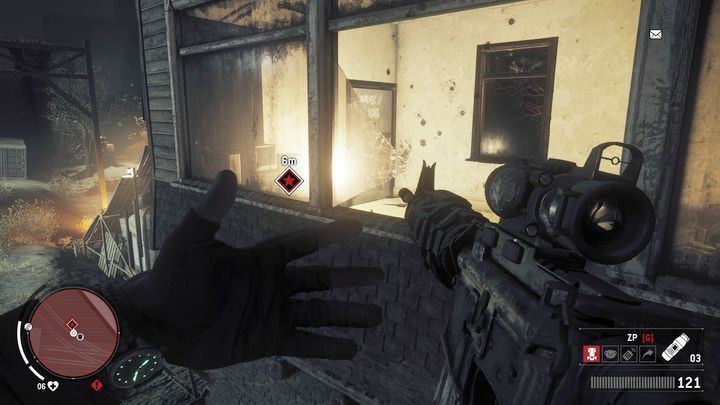 Będąc na kontenerze zniszcz szybę w pomieszczeniu po lewej stronie, a zauważysz kłódkę na drzwiach - Czerwona strefa Lombard | Punkty kluczowe - Homefront: The Revolution - poradnik do gry