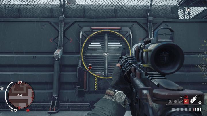 Po dotarciu na miejsce przejdź do południowej części bazy gdzie znajdziesz kratkę wentylacyjną - Czerwona strefa Stare Miasto | Punkty kluczowe - Homefront: The Revolution - poradnik do gry