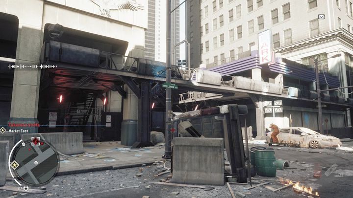 Po przybyciu na miejsce skorzystaj ze schodów po lewej stronie by dostać się na wyższe piętro - Zakazana strefa | Punkty kluczowe - Homefront: The Revolution - poradnik do gry