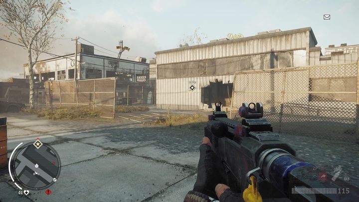 Po dotarciu na miejsce staniesz przed pokazanym na obrazku budynkiem - Hakowanko | Opis przejścia Homefront The Revolution - Homefront: The Revolution - poradnik do gry