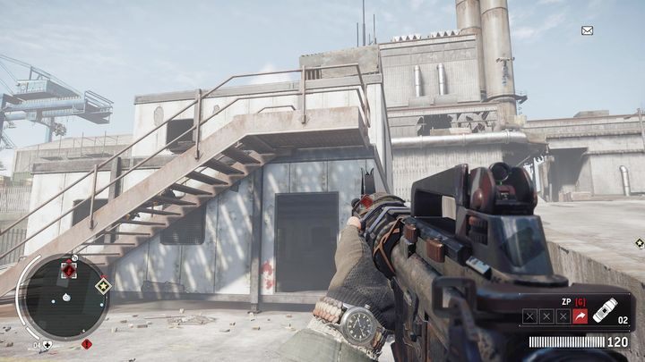 Wejście do budynku pokazane jest na obrazku - Czerwona strefa Elmtree | Punkty kluczowe - Homefront: The Revolution - poradnik do gry