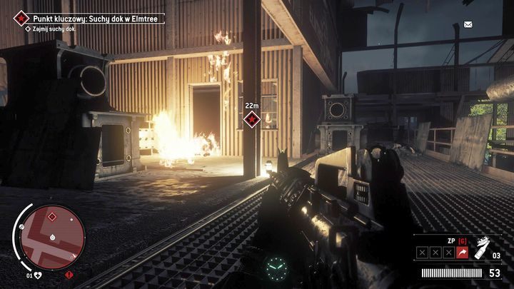 Za pomocą tej drogi dojdziesz do miejsca pokazanego na obrazku - Czerwona strefa Elmtree | Punkty kluczowe - Homefront: The Revolution - poradnik do gry