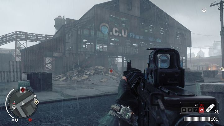 W magazynie Finstock nie znajdziesz dużego oporu, dlatego możesz wejść nawet frontowymi drzwiami, których nie ma - Czerwona strefa Elmtree | Punkty kluczowe - Homefront: The Revolution - poradnik do gry