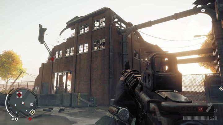 Po dotarciu na miejsce będziesz musiał ukrywać się przed snajperami siedzącymi w swoich gniazdach - Czerwona strefa Elmtree | Punkty kluczowe - Homefront: The Revolution - poradnik do gry