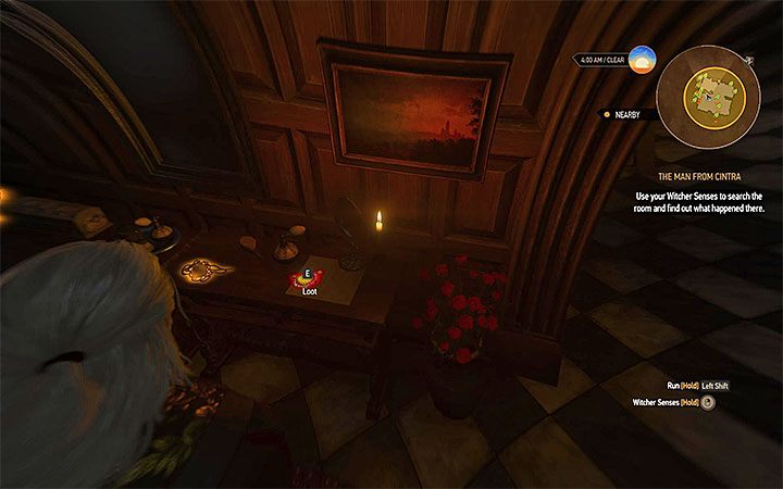 Po raz kolejny zacznij pomagać sobie wiedźmińskimi zmysłami i odnajduj dzięki nim kolejne obiekty oznaczone czerwonym kolorem - Szlachcic z Cintry | Główne zadania | Solucja Wiedźmin Krew i Wino - Wiedźmin 3: Krew i wino - poradnik do gry