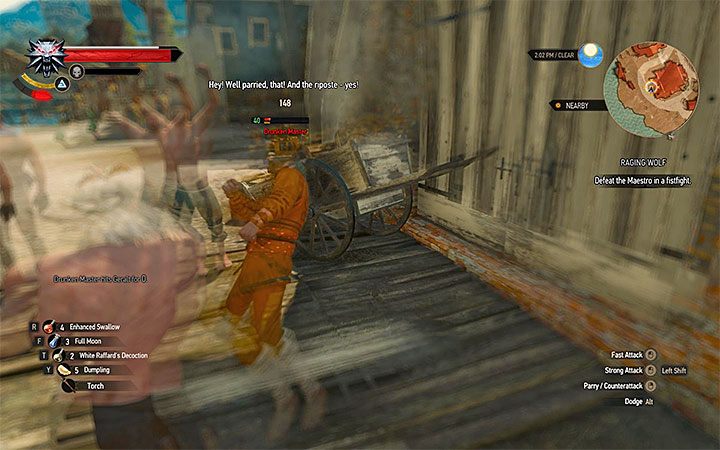 Paruj ciosy Mistrza i wyprowadzaj kilka własnych ataków - Pozostałe zadania | Zadania poboczne Wiedźmin Krew i Wino - Wiedźmin 3: Krew i wino - poradnik do gry