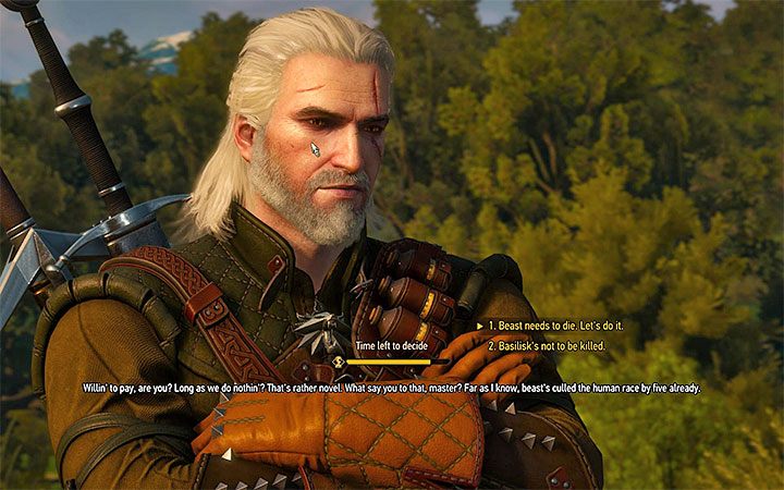 Moment podjęcia decyzji - Równowaga w przyrodzie - kontrakt na srebrzystego bazyliszka | Kontrakty wiedźmińskie i poszukiwania skarbów - Wiedźmin 3: Krew i wino - poradnik do gry