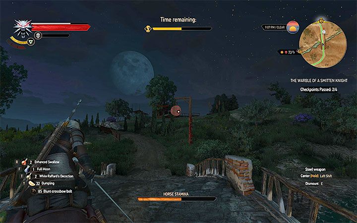 Przykładowe obiekty do ataku mieczem oraz kuszą - Pieśń rycerskiego serca - quest turnieju rycerskiego | Zadania poboczne - Wiedźmin 3: Krew i wino - poradnik do gry