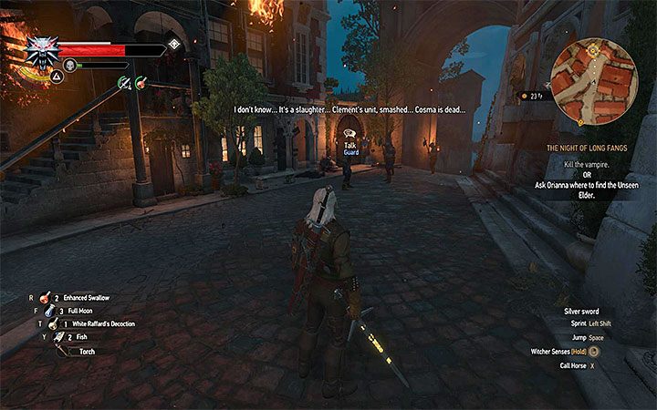 Geralt musi dotrzeć do posiadłości Oriany - Długa noc - pierwszy quest po ataku wampirów na miasto | Główne zadania - Wiedźmin 3: Krew i wino - poradnik do gry