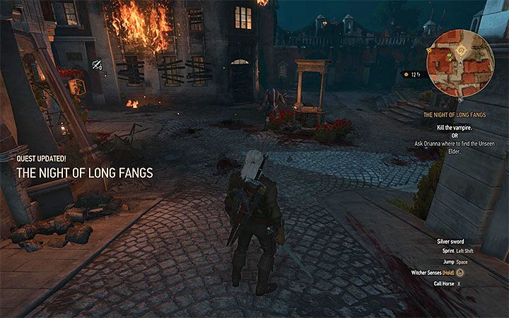 Dziedziniec, na który musisz dotrzeć - Długa noc - pierwszy quest po ataku wampirów na miasto | Główne zadania - Wiedźmin 3: Krew i wino - poradnik do gry
