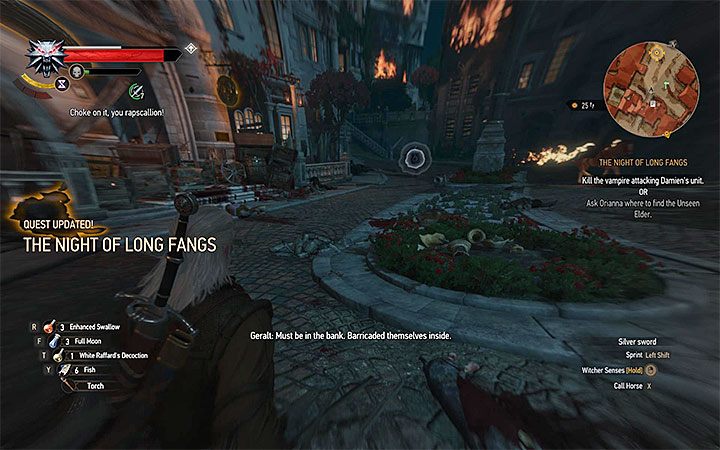 Przedostań się w pobliże banku - Długa noc - pierwszy quest po ataku wampirów na miasto | Główne zadania - Wiedźmin 3: Krew i wino - poradnik do gry