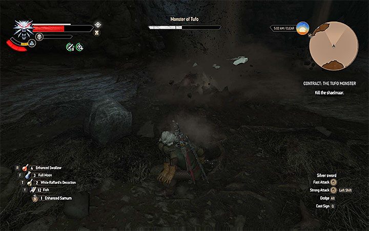 Trzymaj się z dala od potwora gdy zakopie się częściowo w ziemi - Przeciwnicy z pobocznych zadań i kontraktów wiedźmińskich | Pojedynki z trudnymi przeciwnikami - Wiedźmin 3: Krew i wino - poradnik do gry