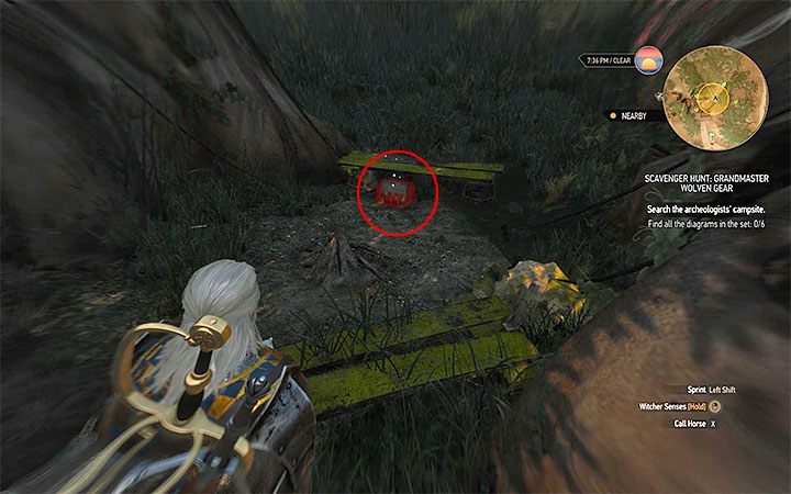 Miejsce odnalezienia dziennika w obozowisku - Arcymistrzowski rynsztunek Wilka | Arcymistrzowski wiedźmiński rynsztunek - Wiedźmin 3: Krew i wino - poradnik do gry