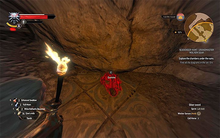 Przejdź do kolejnej części podziemi Geralta zaatakuje pojedynczy skolopendromorf (Giant Centipede) - Arcymistrzowski rynsztunek Wilka | Arcymistrzowski wiedźmiński rynsztunek - Wiedźmin 3: Krew i wino - poradnik do gry