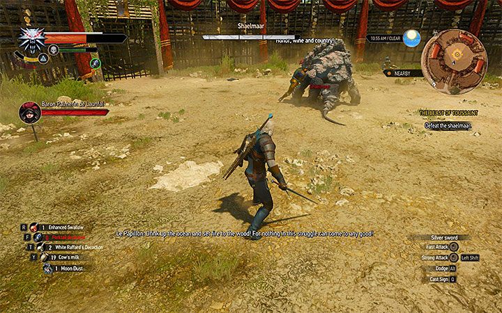 Nie próbuj standardowych ataków na szarleju, bo jego ciało otacza gruba skorupa - Bestia z Toussaint | Główne zadania | Solucja Wiedźmin Krew i Wino - Wiedźmin 3: Krew i wino - poradnik do gry