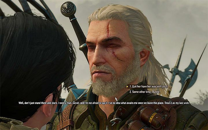 Po wygranej bitwie z olbrzymem załączy się nowa rozmowa z Syanną - Dawno, dawno temu... - quest odnalezienia Syanny | Główne zadania Wiedźmin - Wiedźmin 3: Krew i wino - poradnik do gry