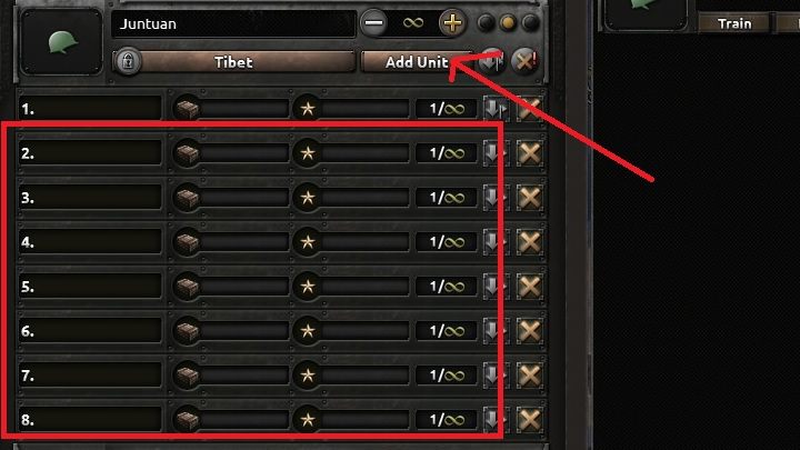 Za pomocą przycisku wskazanego na zdjęciu możesz wystawiać jednocześnie bardzo dużą liczbę jednostek tworzonych w oparciu o jeden szablon i w tej samej prowincji - 10 prostych kroków dla początkujących | Podstawy Hearts of Iron IV - Hearts of Iron IV - poradnik do gry