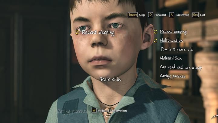 Gdy wskaźnik zostanie podświetlony na żółto, możesz opisać określone cechy wyglądu danej postaci - Tworzenie portretu i przeszukiwanie domu Sama | Ofiarna opowieść - Sherlock Holmes: The Devils Daughter - poradnik do gry