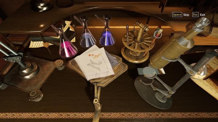 Użyj przyborów do badań, by zebrać próbkę do analizy - Dom Lorda Marsha i analiza chusty | Ofiarna opowieść | The Devils Daughter - Sherlock Holmes: The Devils Daughter - poradnik do gry