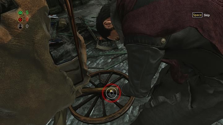 Użyj belki, by podważyć wóz i wyswobodzić mężczyznę - Ratunek poszkodowanych w wypadku | Reakcja łańcuchowa | The Devils Daughter - Sherlock Holmes: The Devils Daughter - poradnik do gry