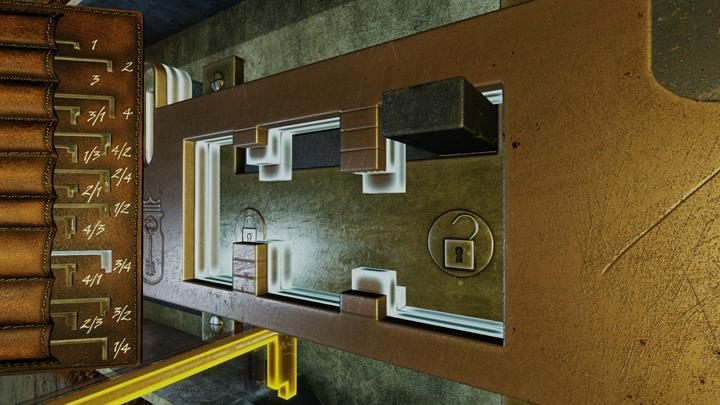 Na początek użyj wytrychu 2/4 wewnątrz, a 2 na zewnątrz mechanizmu. Następnie użyj kombinacji wytrychu 3/4 wewnątrz, a 3 na zewnątrz - Kanały | Reakcja łańcuchowa | Sherlock Holmes The Devils Daughter - Sherlock Holmes: The Devils Daughter - poradnik do gry