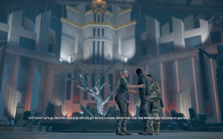 Gdy dotrzesz na plac główny twoi przyjaciele ostrzegą cię przed zasadzką - musisz uciekać z Ophiru. - Bezpieczna przystań | Rozdział 1 | The Technomancer - The Technomancer - poradnik do gry