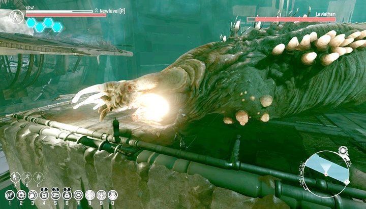 Leviathan atakuje głównie głową i wtedy dopiero twoje ataki są skuteczne. - Szukając Ziemi | Rozdział 3 | The Technomancer - The Technomancer - poradnik do gry