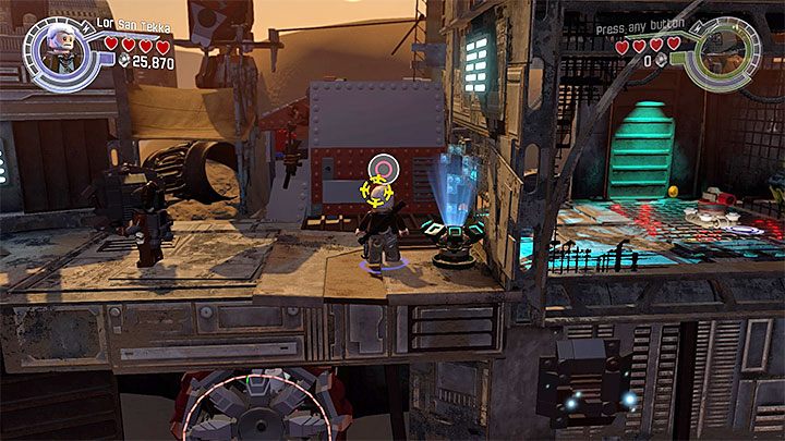 Skorzystaj z linki z hakiem i następnie podrzuć w to samo miejsce bombę - Powrót Lora Sana Tekki | Misje poboczne - LEGO Gwiezdne wojny: Przebudzenie Mocy - poradnik do gry