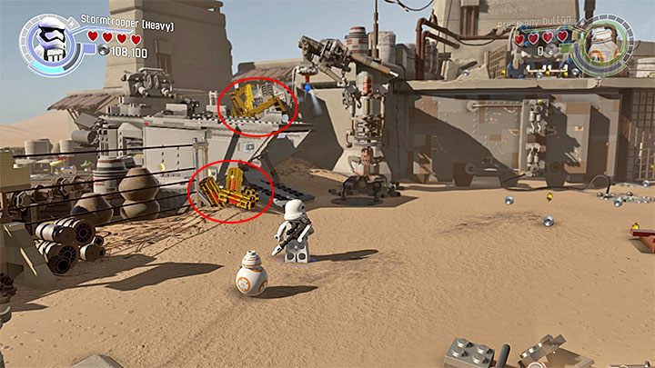 Specjalne wymagania: postać potrafiąca niszczyć złote obiekty (np - Rozdział 3 - Przyczółek Niima | Minizestawy i czerwone klocki LEGO - LEGO Gwiezdne wojny: Przebudzenie Mocy - poradnik do gry