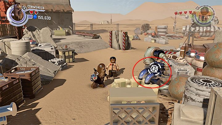 Specjalne wymagania: postać potrafiąca niszczyć srebrne obiekty (np - Rozdział 3 - Przyczółek Niima | Minizestawy i czerwone klocki LEGO - LEGO Gwiezdne wojny: Przebudzenie Mocy - poradnik do gry