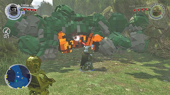 Druga kłopotliwa sytuacja powiązana jest z pokazaną na powyższym obrazku barykadą, na którą natrafisz podczas badania wschodniej części głównej wyspy - Takodana | Mapy - LEGO Gwiezdne wojny: Przebudzenie Mocy - poradnik do gry