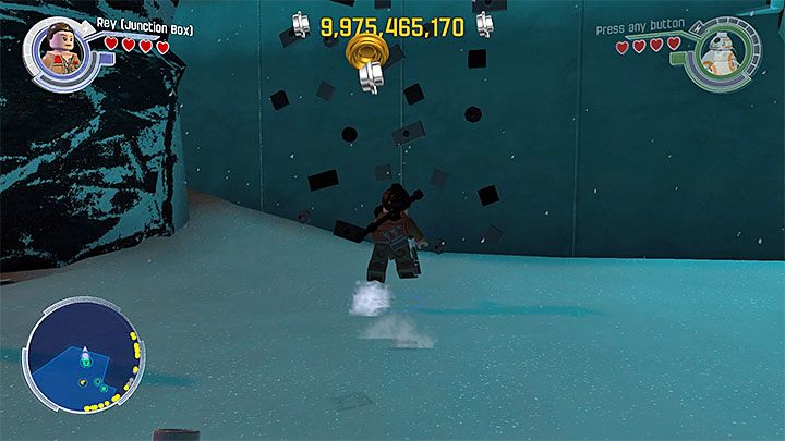 W celu pozyskania tego złotego klocka musisz dotrzeć do górnego pomieszczenia kontrolnego - Baza Starkiller | Mapy - LEGO Gwiezdne wojny: Przebudzenie Mocy - poradnik do gry