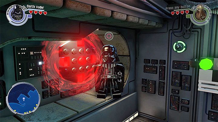 Przykładowy obiekt, na którym trzeba użyć ciemnej strony Mocy - Sokół Millennium | Mapy - LEGO Gwiezdne wojny: Przebudzenie Mocy - poradnik do gry