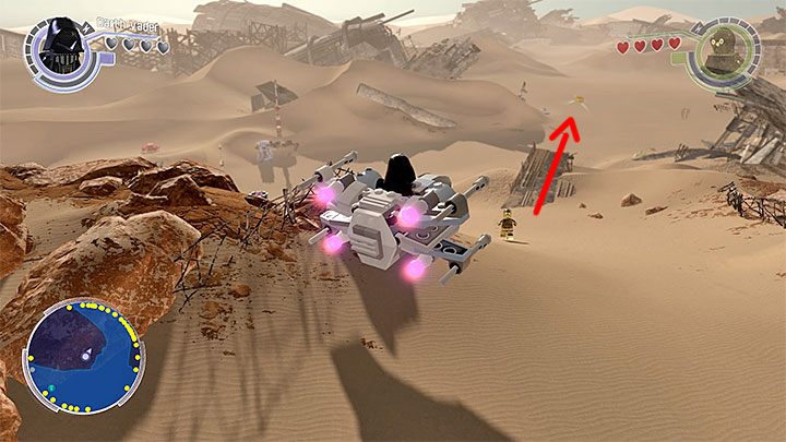 Klocek ten jest zawieszony wysoko nad ziemią, ale wbrew pozorom możesz go bardzo łatwo zdobyć - Jakku | Mapy - LEGO Gwiezdne wojny: Przebudzenie Mocy - poradnik do gry