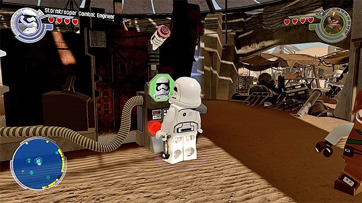 W celu zdobycia tego klocka musisz wejść w interakcję z terminalem pokazanym na obrazku - Jakku | Mapy - LEGO Gwiezdne wojny: Przebudzenie Mocy - poradnik do gry