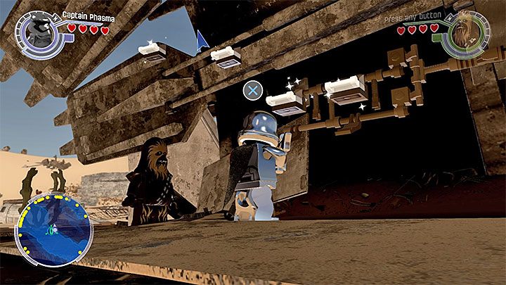 Klocek ten jest na malutkiej półce przy suficie wewnątrz wraku - Jakku | Mapy - LEGO Gwiezdne wojny: Przebudzenie Mocy - poradnik do gry