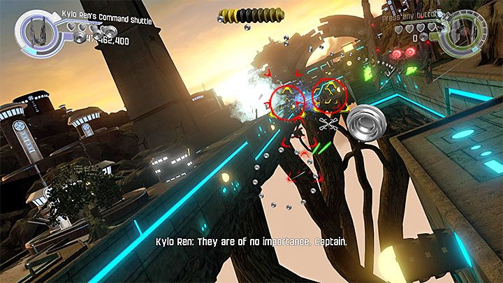 Dwa kolejne transportowce pojawią się niedługo po minięciu okręgu powiązanego z opisanym powyżej drugim minizestawem - Ottegański szturm | Minizestawy i czerwone klocki LEGO - LEGO Gwiezdne wojny: Przebudzenie Mocy - poradnik do gry