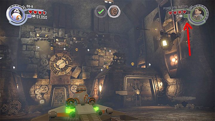 Z pomocą BB-8 zmień położenie drążka, na którym wisi Rey - Rozdział 5 - Zamek Maz | Tryb fabularny - LEGO Gwiezdne wojny: Przebudzenie Mocy - poradnik do gry