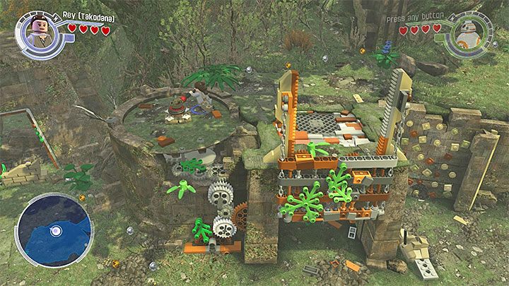 Użyj obrotowego mechanizmu żeby przetransportować BB-8 na górę - Rozdział 6 - Bitwa o Takodanę | Tryb fabularny - LEGO Gwiezdne wojny: Przebudzenie Mocy - poradnik do gry