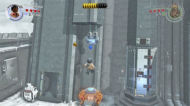 Jeden z dwóch uchwytów, których sterowane postacie muszą się złapać - Rozdział 8 - Sabotaż Starkillera | Tryb fabularny - LEGO Gwiezdne wojny: Przebudzenie Mocy - poradnik do gry