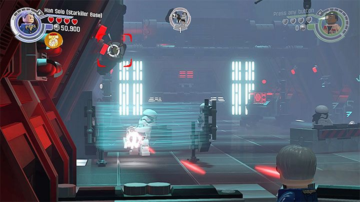 Z nowym nakryciem głowy powróć na dół, czyli do miejsca gdzie przebywają Han Solo i Chewbacca - Rozdział 8 - Sabotaż Starkillera | Tryb fabularny - LEGO Gwiezdne wojny: Przebudzenie Mocy - poradnik do gry