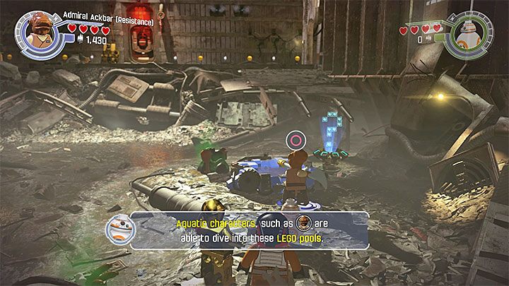 Admirał Ackbar może wchodzić w interakcję z małymi zbiornikami wodnymi - Poe na ratunek | Misje poboczne - LEGO Gwiezdne wojny: Przebudzenie Mocy - poradnik do gry