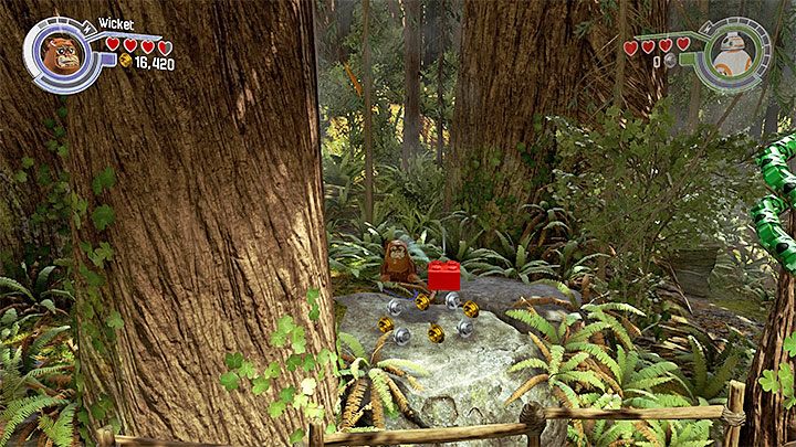 Skorzystaj ze ściany wspinaczkowej, dzięki czemu dotrzesz do małej ścieżki - Prolog - Bitwa o Endor | Minizestawy i czerwone klocki LEGO - LEGO Gwiezdne wojny: Przebudzenie Mocy - poradnik do gry