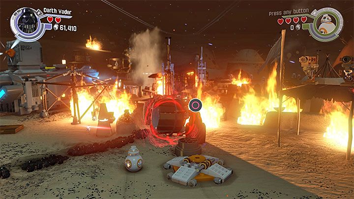 Użyj Mocy na pozostałościach po wieży ciśnień - Rozdział 1 - Szturm na Jakku | Minizestawy i czerwone klocki LEGO - LEGO Gwiezdne wojny: Przebudzenie Mocy - poradnik do gry